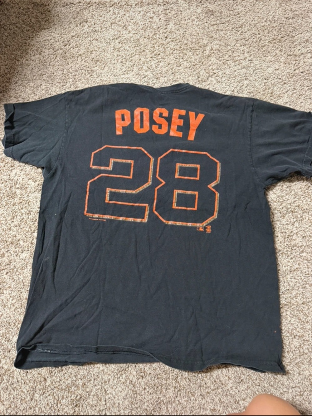 MLB Black Posey 28 Short Sleeve Tee with Orange Graphics